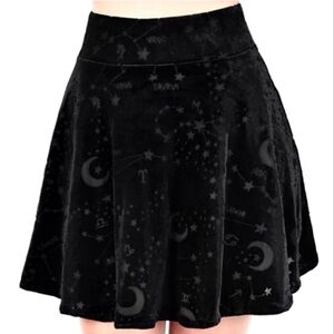 Killstar Cordelia Black Velvet Skater Skirt
